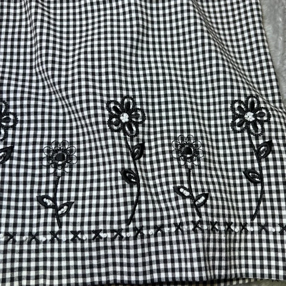 Alfred Dunner Womens Size 12 Floral Embroidered Shirt Under Shirt Gingham Button - Picture 13 of 15